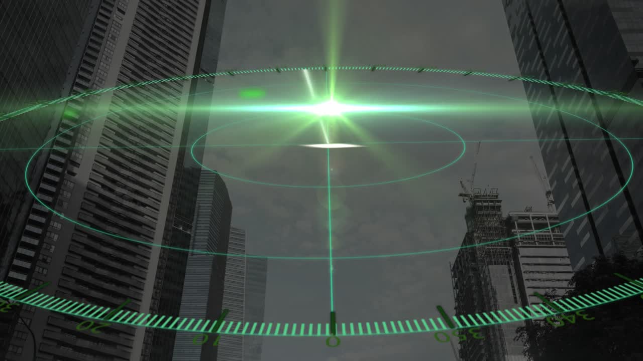 데이터 처리, 도시 풍경 및 연결의 애니메이션