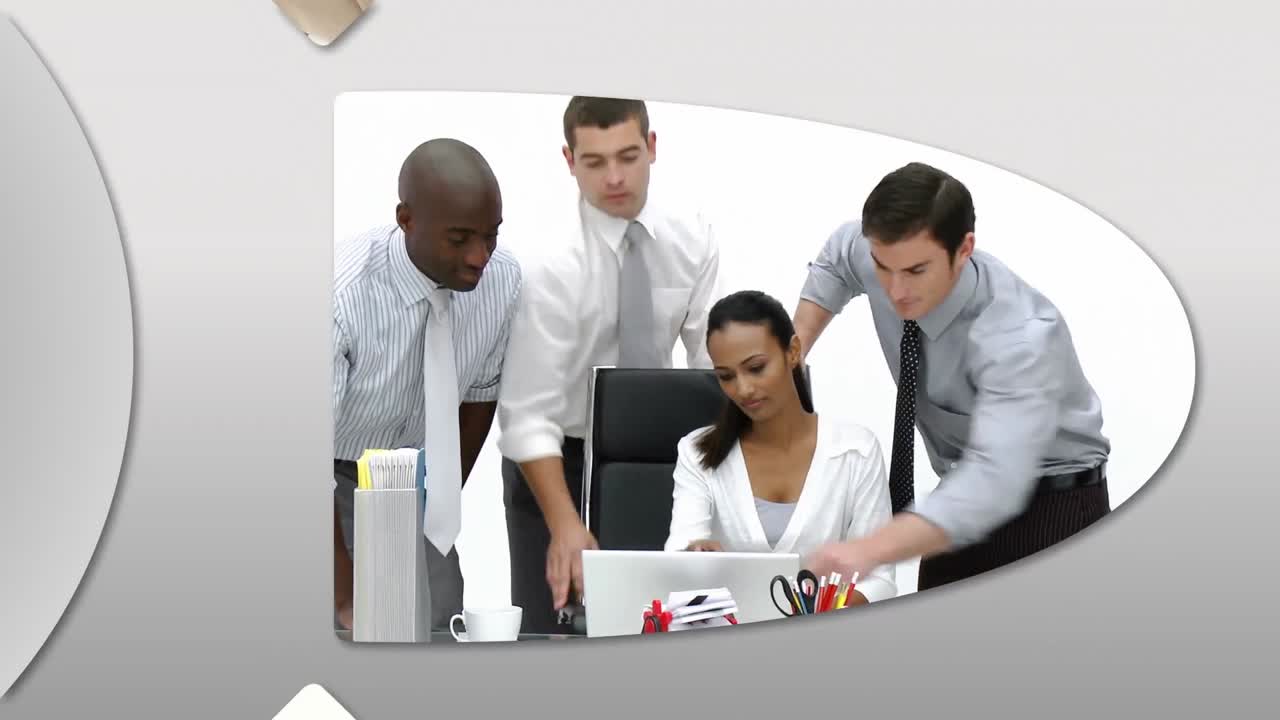 Montage presenting confident business team at work