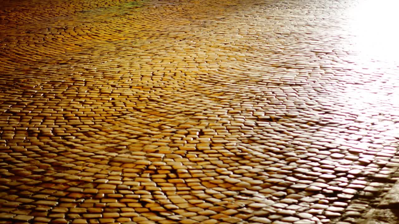 The movement of cars but the night city street. Time lapse