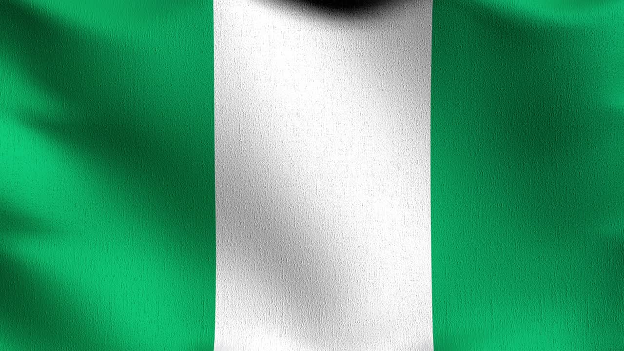 Sømløs sløjfe 4K VDO. Nigerias nationalflag vajende i vinden isoleret. Officielt patriotisk abstrakt design. 3D-rendering illustration af vajende tegn symbol
