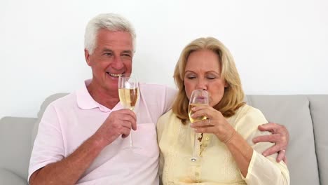 Retired-couple-drinking-white-wine-on-the-couch