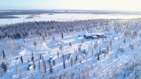 空中圖顯示在芬蘭康加斯的雪覆蓋的北極光牧場的樹木和住宿 4