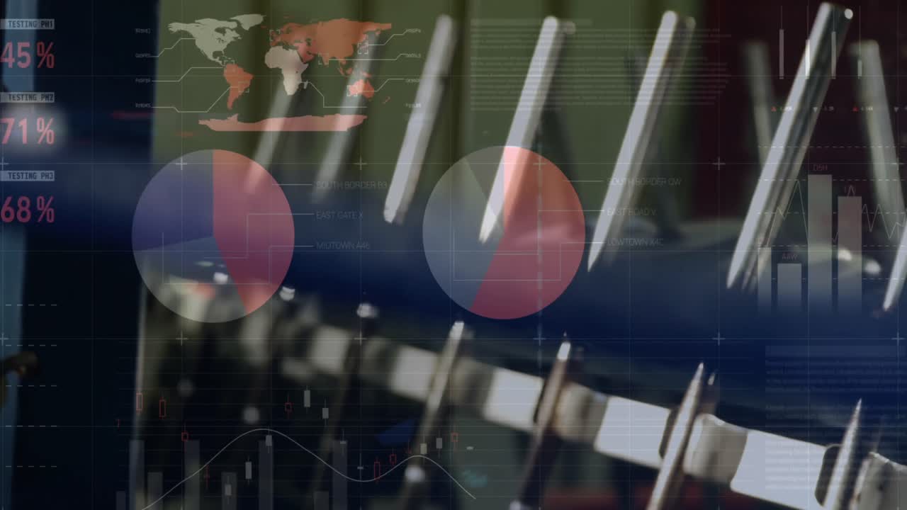 체육관 위의 디지털 인터페이스의 애니메이션