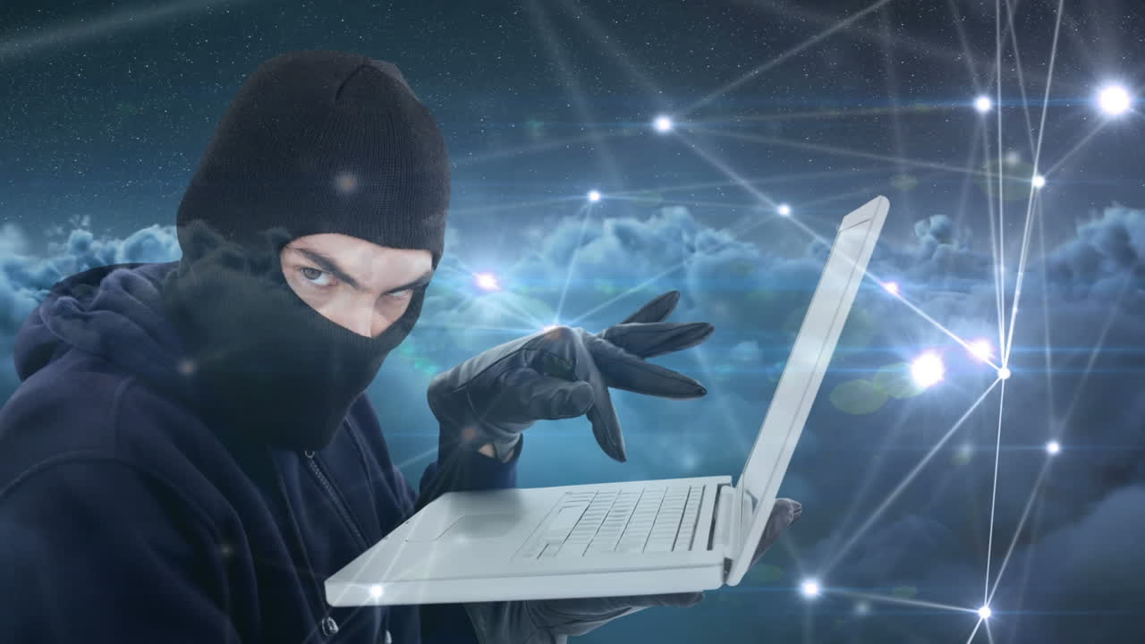 animación digital de pirateo de computadoras portátiles 4k