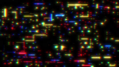 pantalla de computadora digital con cuadrícula de líneas de neón y brillos