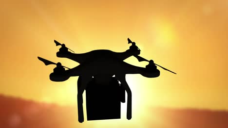 imagen digital de un dron de silueta sosteniendo una caja