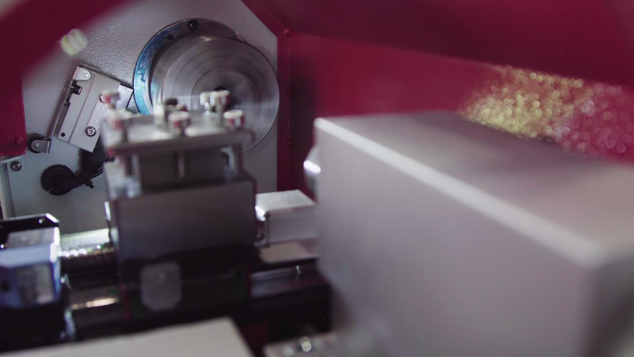 Close-up of a Lathe Machine