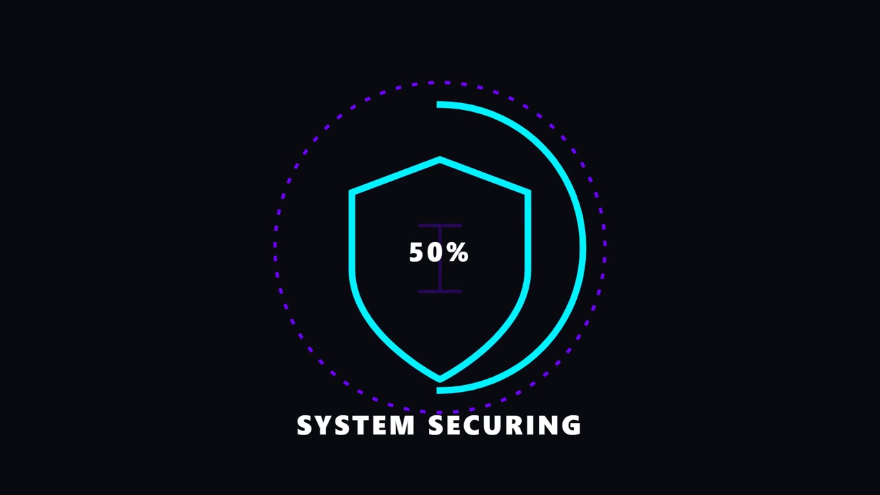Digital Security Shield Loading Animation with Percentage Progress
