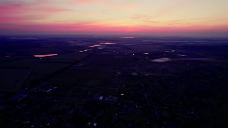 small ukrainian town at sunset