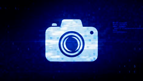 camera photography symbol digital pixel noise error animation.