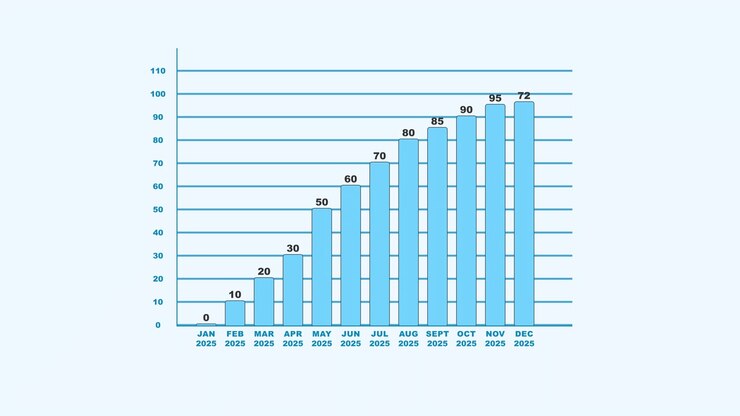 Animated Bar Chart Showing Monthly Growth Throughout the Year