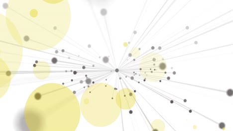 Animation-of-network-of-connections-and-orange-spots-on-white-background