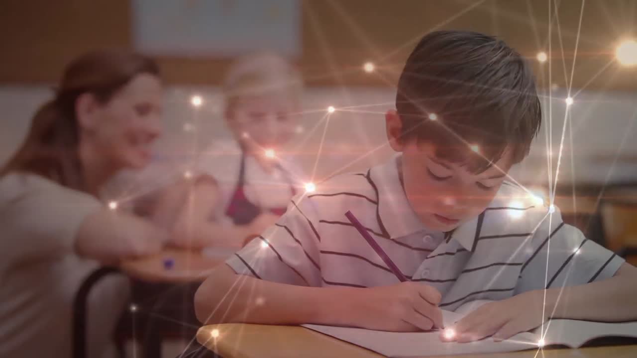 학교생의 글쓰기를 통한 연결 네트워크의 애니메이션