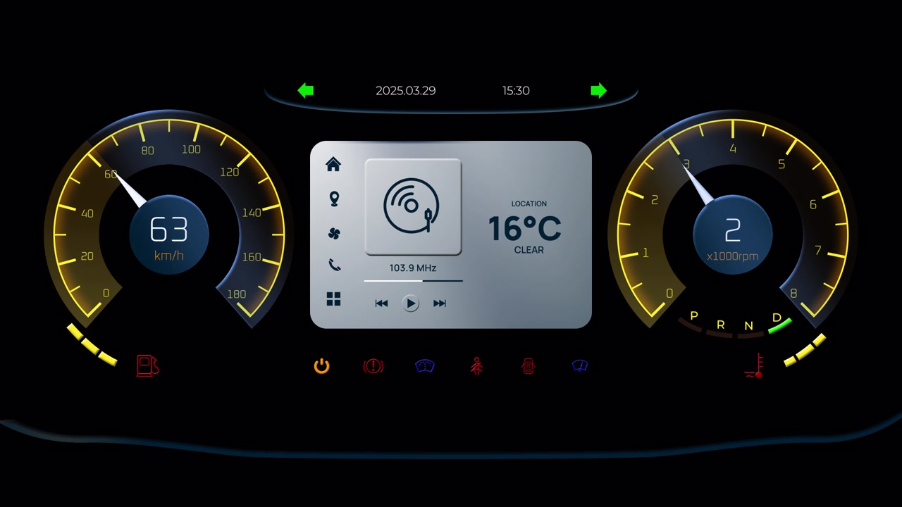 Car Dashboard Prm Speedometer With Navigation Controls