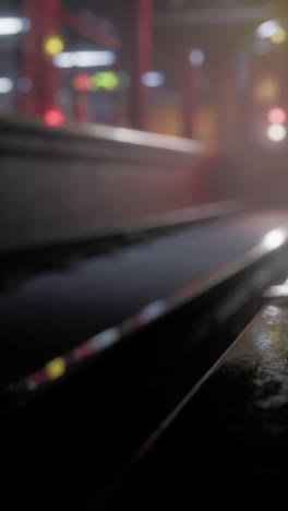 train track at a subway station