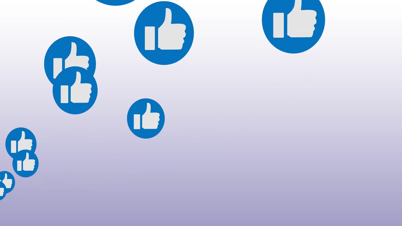 animación digital de múltiples iconos similares en un banner redondo azul flotando contra un fondo degradado