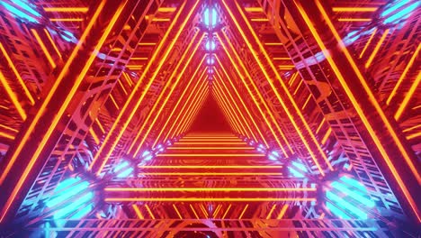 Motion-Graphics-Sci-Fi:-Orangefarbene-Und-Blaugrüne-Rhombus--Und-Dreieck-Tunneldesigns