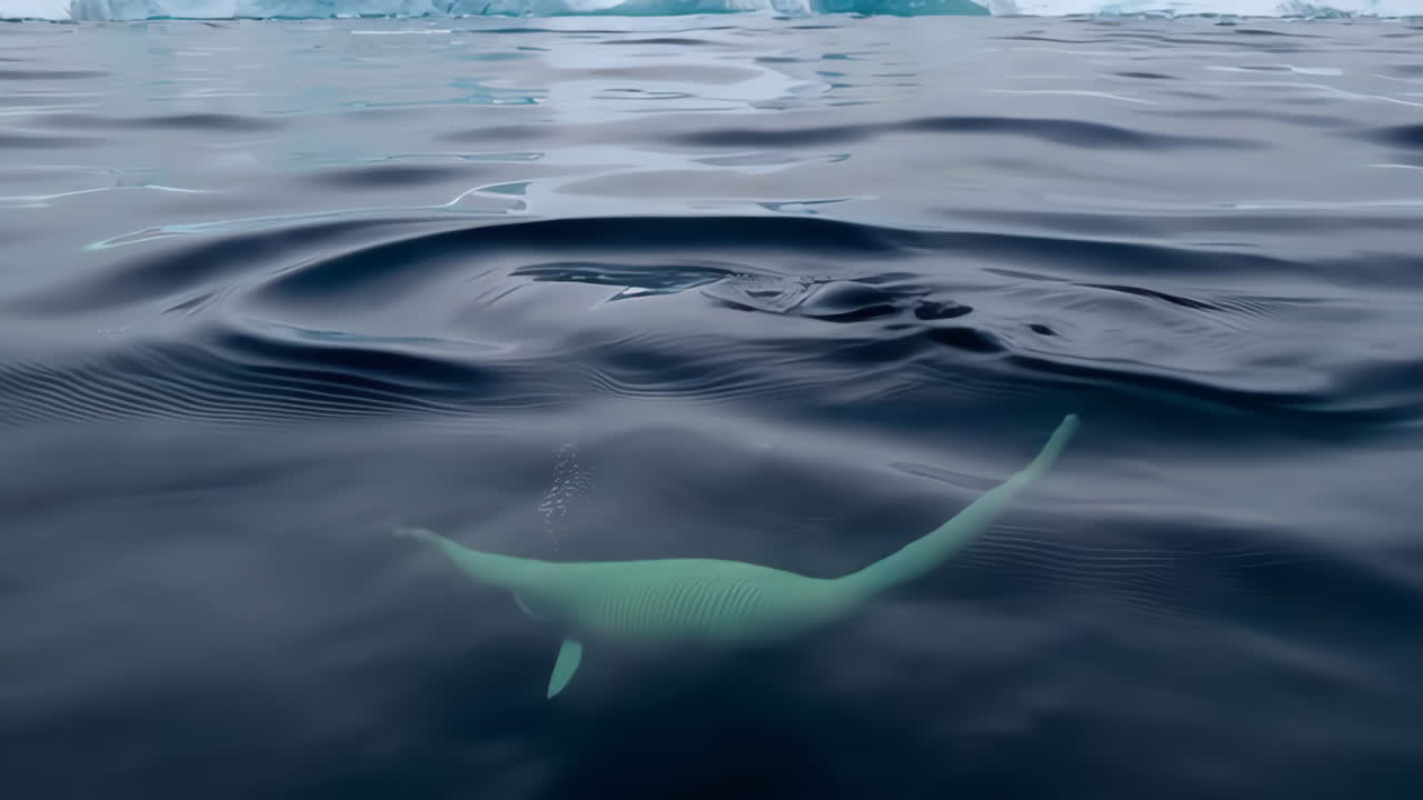 Whale Fin Emerging from Antarctic Ice
