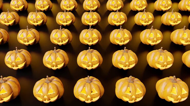 Halloween pumpkin decoration pattern on black background