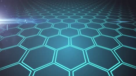 animation of network of interconnected glowing green hexagons