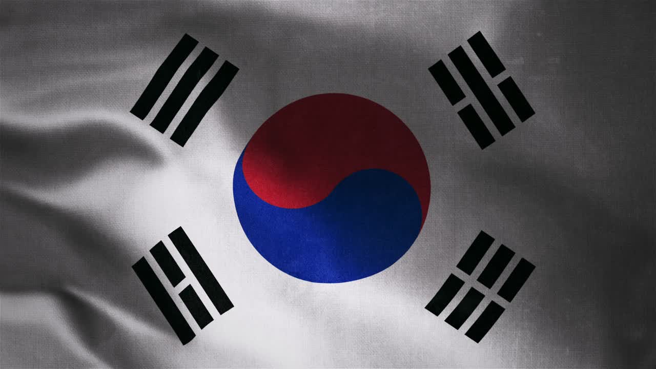 Sydkoreas nationalflag, der vander i vinden