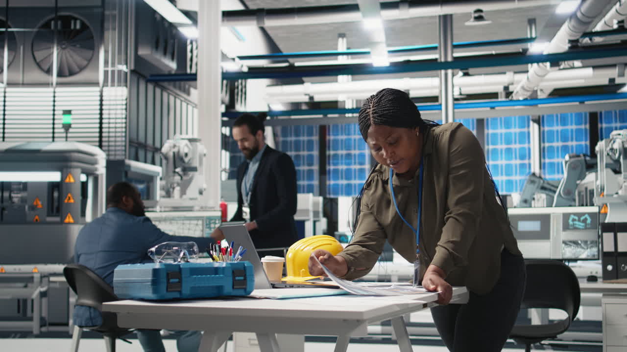Industrial engineering workspace with teamwork