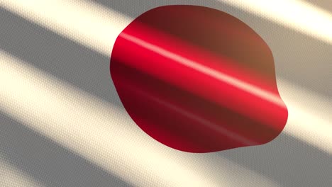 60 fps brillante brillante terciopelo bandera de japón coloreada en rojo, fondo ondulante blanco, animación de bucle sin costuras 3d uhd 4k