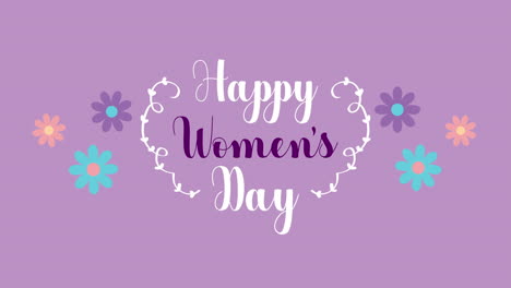 happy womens day lettering animation with flowers garden