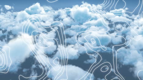 animación de una red de líneas blancas sobre nubes y cielo