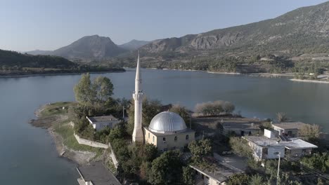 beautiful oymapınar lake aerial mosque view