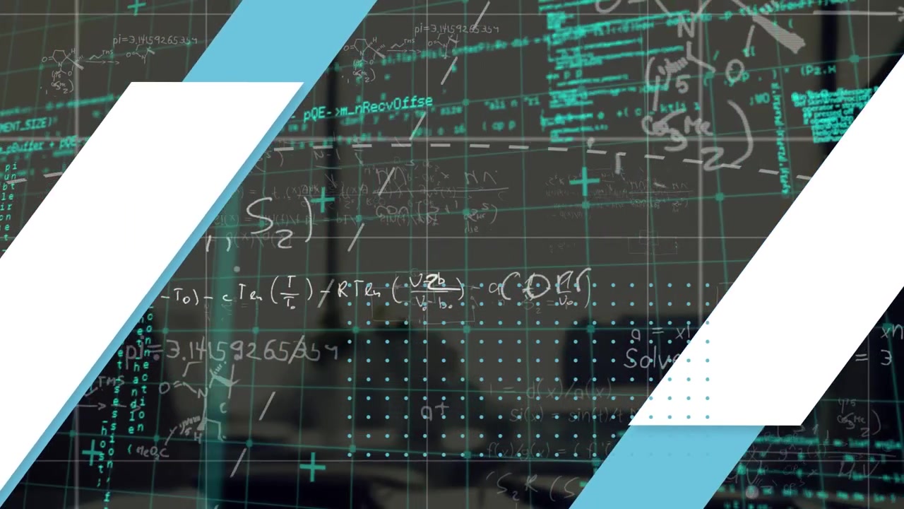 Digital Data Streams and Mathematical Formulas Overlaid on Abstract Background