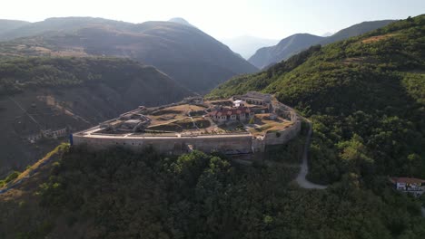 ancient castle of prizren in kosovo, with stone walls built on hill above the city