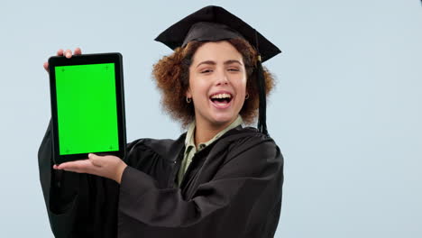 Tablet,-green-screen-and-a-woman-university