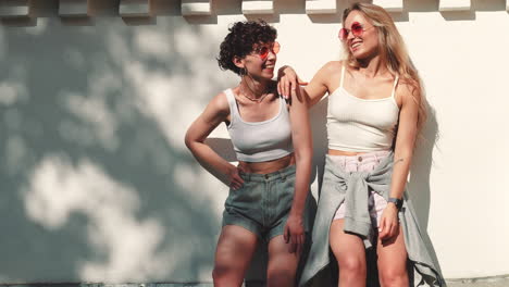 two women friends enjoying summer day