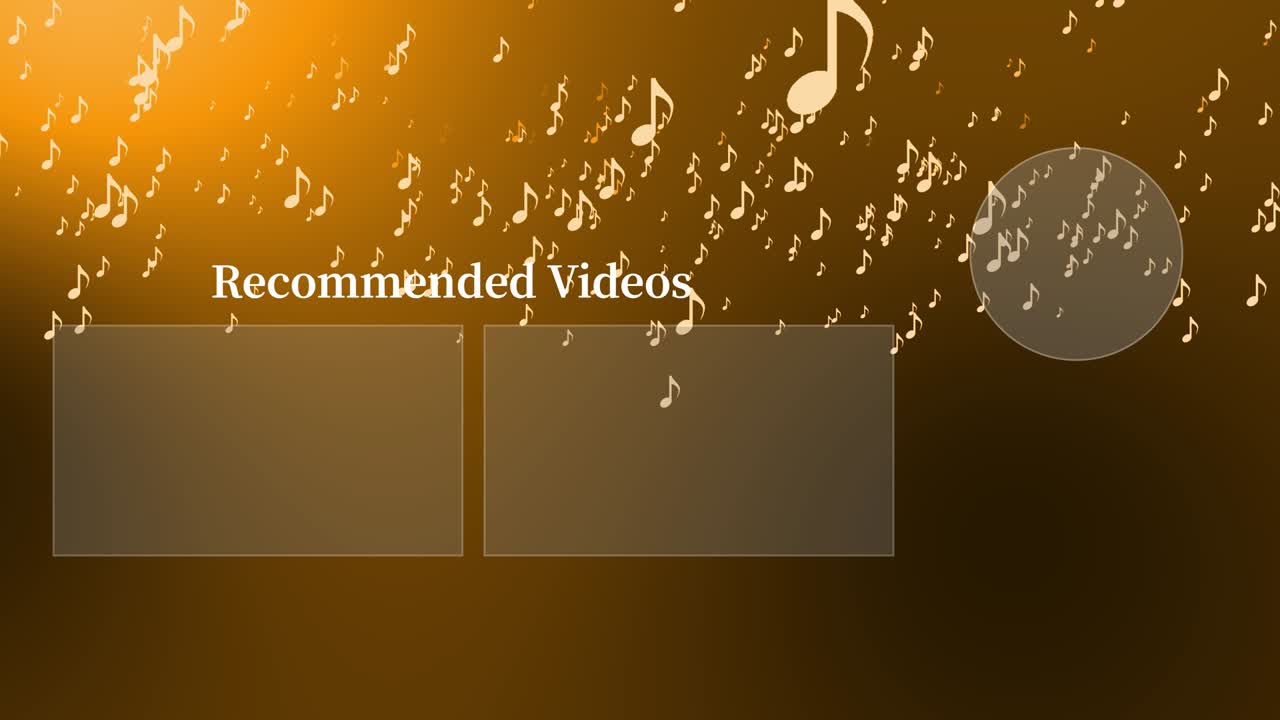 음악적 노트 입자 분류 엔드 카드 엔딩 스크린 모션 그래픽