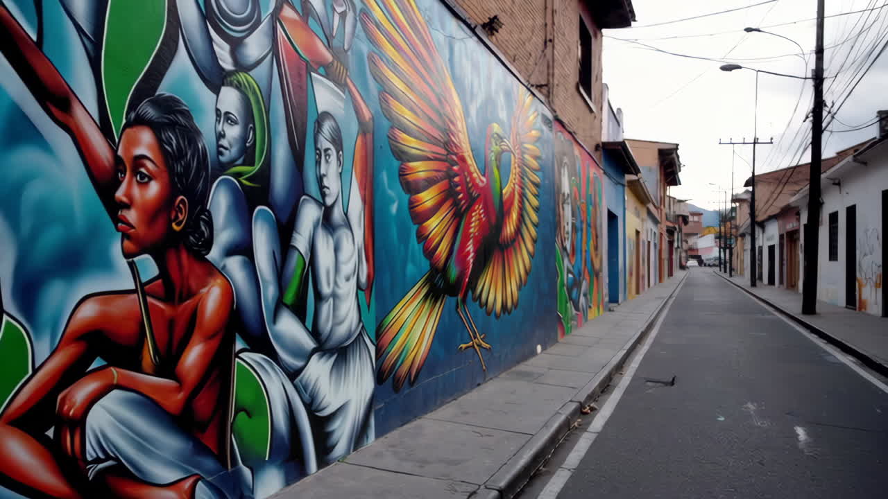 Murale di graffiti colorato su una parete cittadina