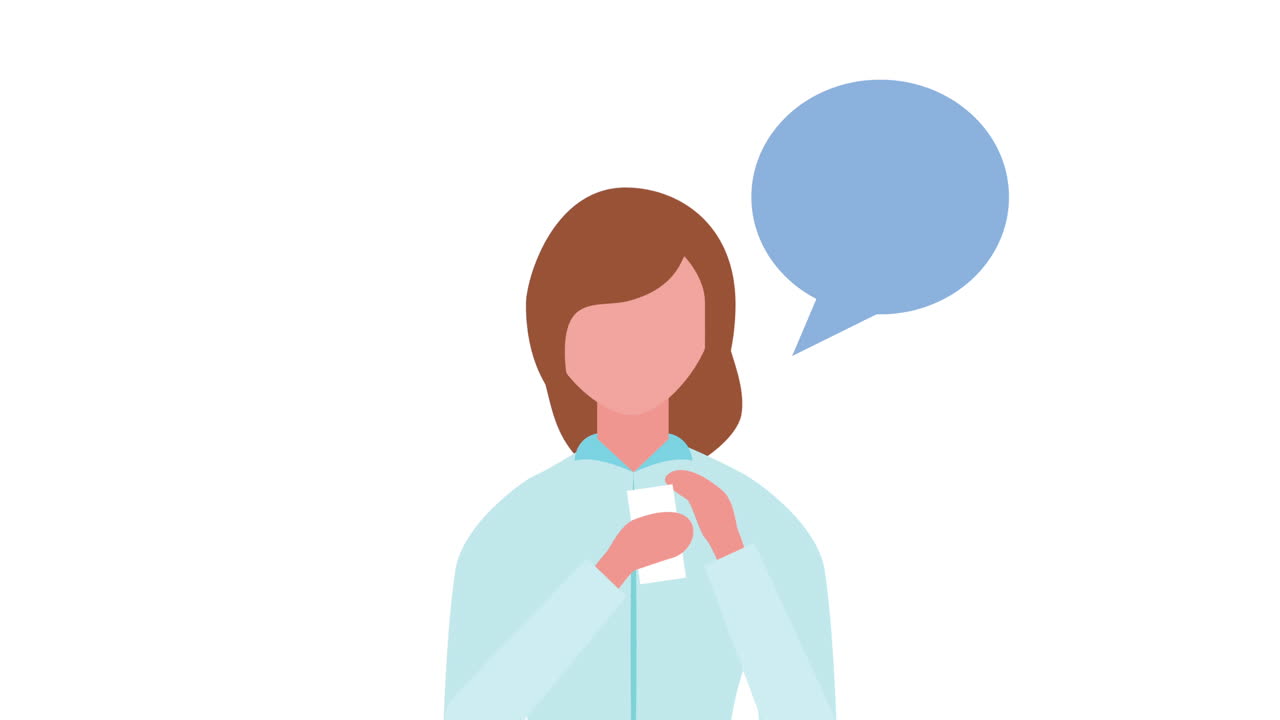 스마트폰을 사용하는 여성 아바타 캐릭터