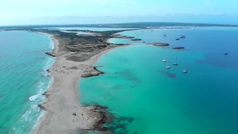 formentera island at sunrise, drone footage