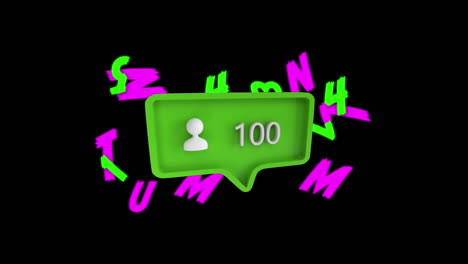 animation of increasing number of users over changing numbers and letters on black background