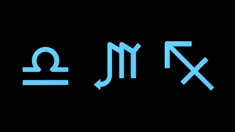 Zodiac signs libra scorpio sagittarius. Icons set. Alpha channel