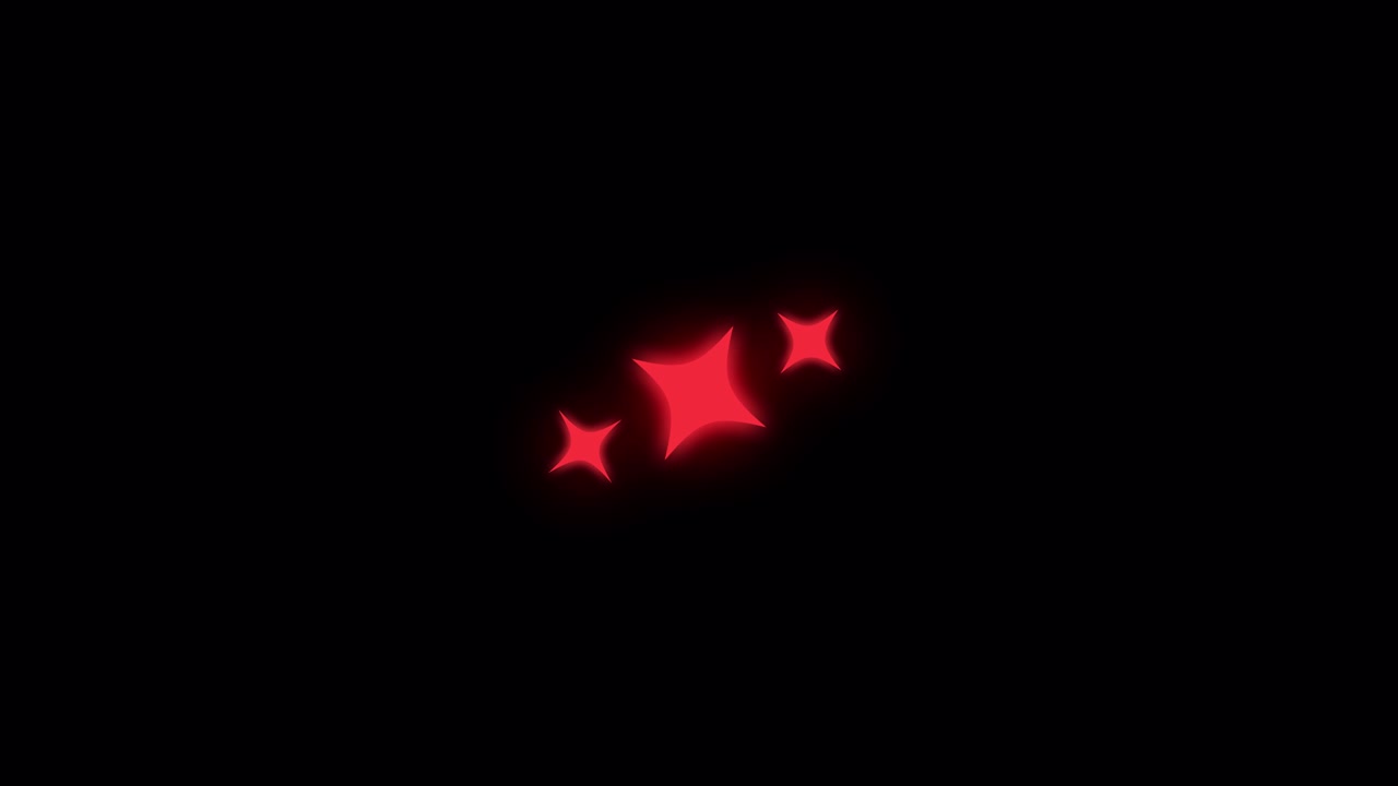 Animated Red Sparkle Stars Appearing and Disappearing on Black Background