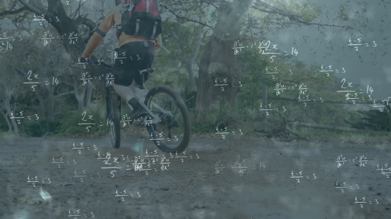숲에서 자전거를 타는 사람에 대한 수학적 방정식