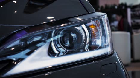 close-up of a luxury car headlights