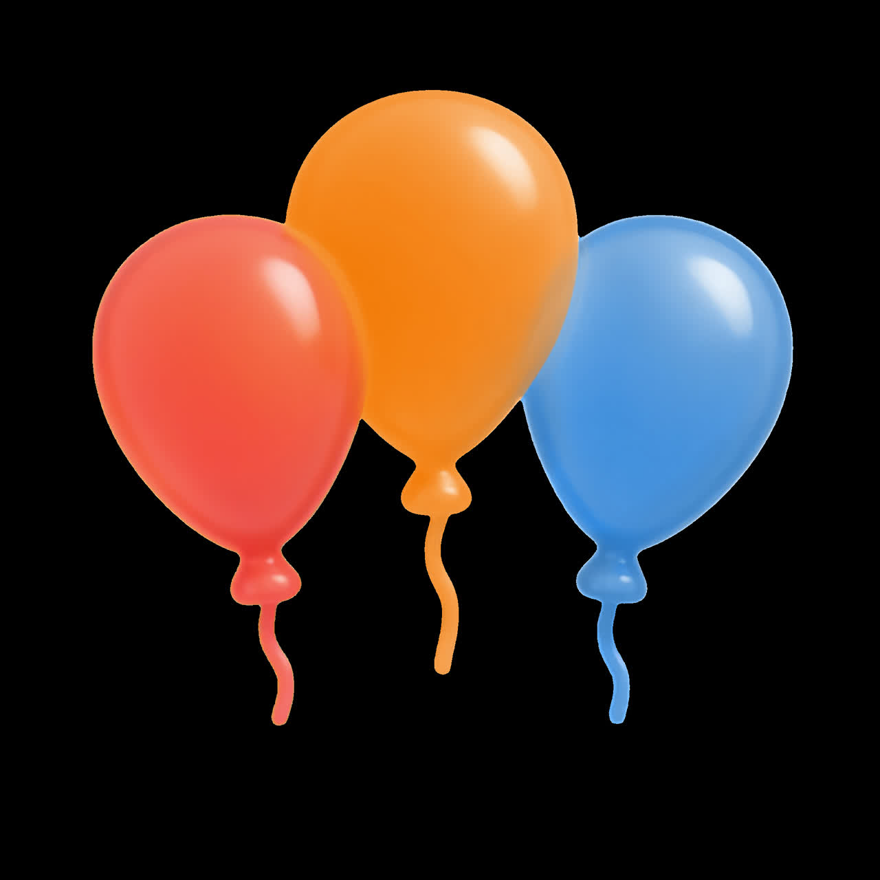 Animazione di palloncini colorati, risorsa isolata, video 4K trasparente, canale alfa, ProRes 4444.