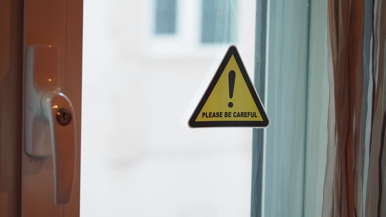 Cautionary Sticker on Window
