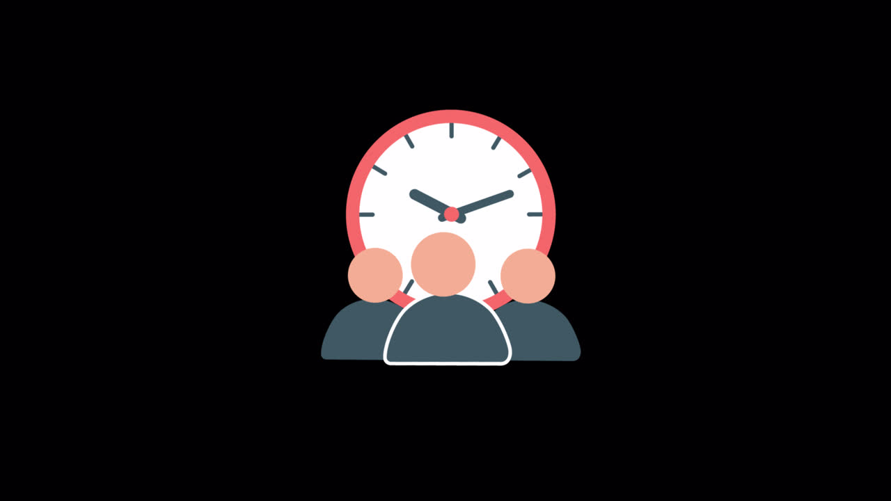 Animated Icon of People and Clock Representing Time Management
