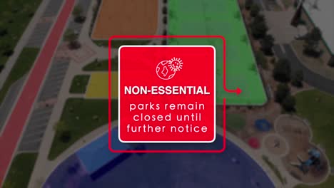 non-essentail motion graphic displayed on a closed park with outlines