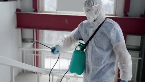 disinfection of a building stairwell