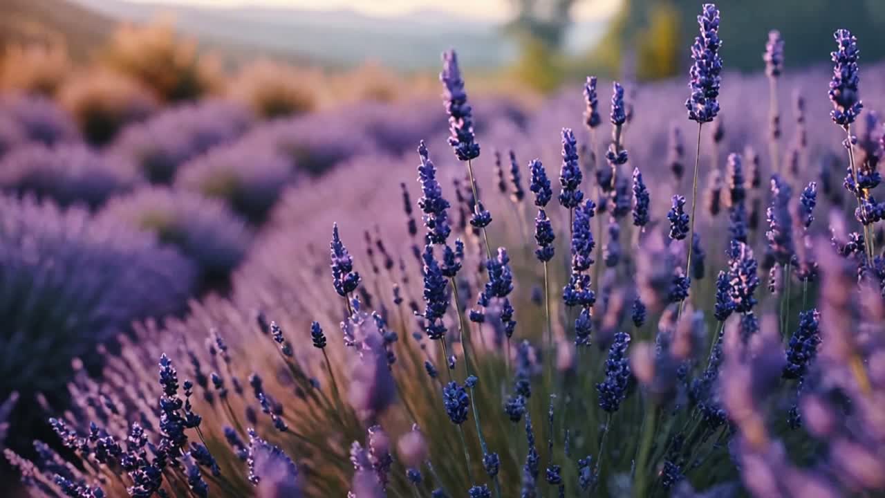 el campo de lavanda al atardecer