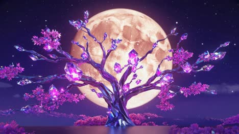Crystal Tree under the Moon